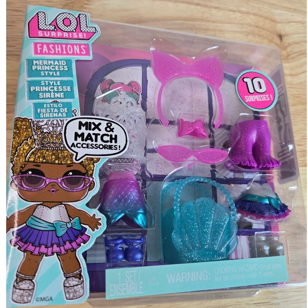LOL Surprise Fashions Mermaid Princess Style 10 Surprises Mix Match Accessories